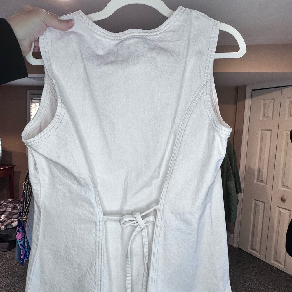 Abercrombie & Fitch Cream Sleeveless Long Denim Tie Vest - Picture 3 of 4